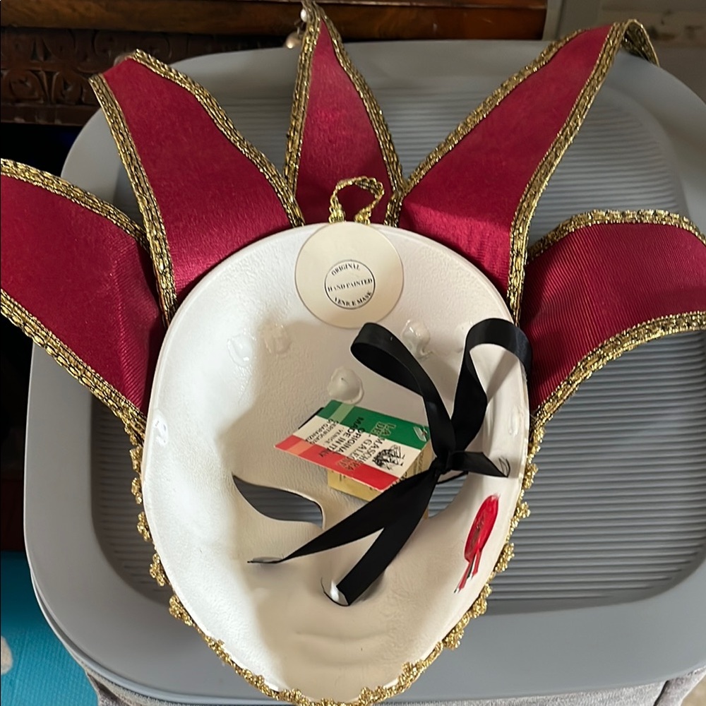 Red and Gold Jester Mask - Picture 2 of 6